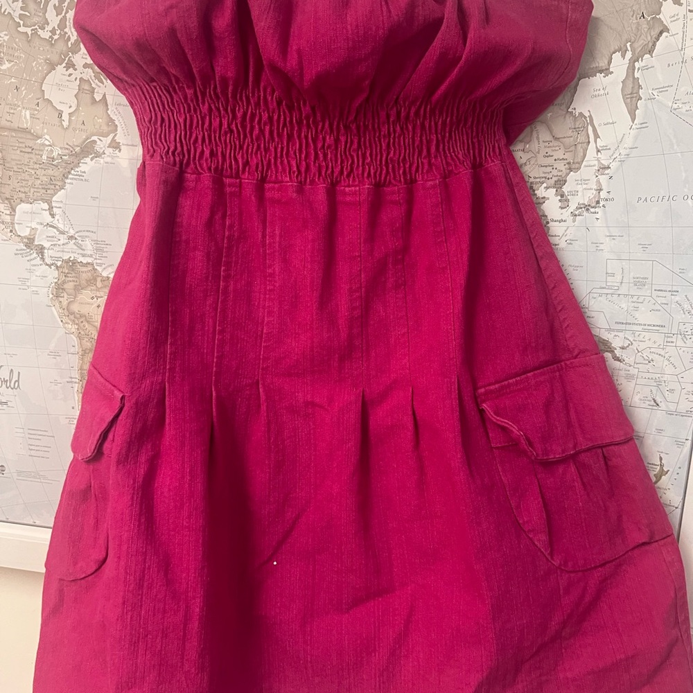 Strapless Pocket Dress - Fuchsia Pink